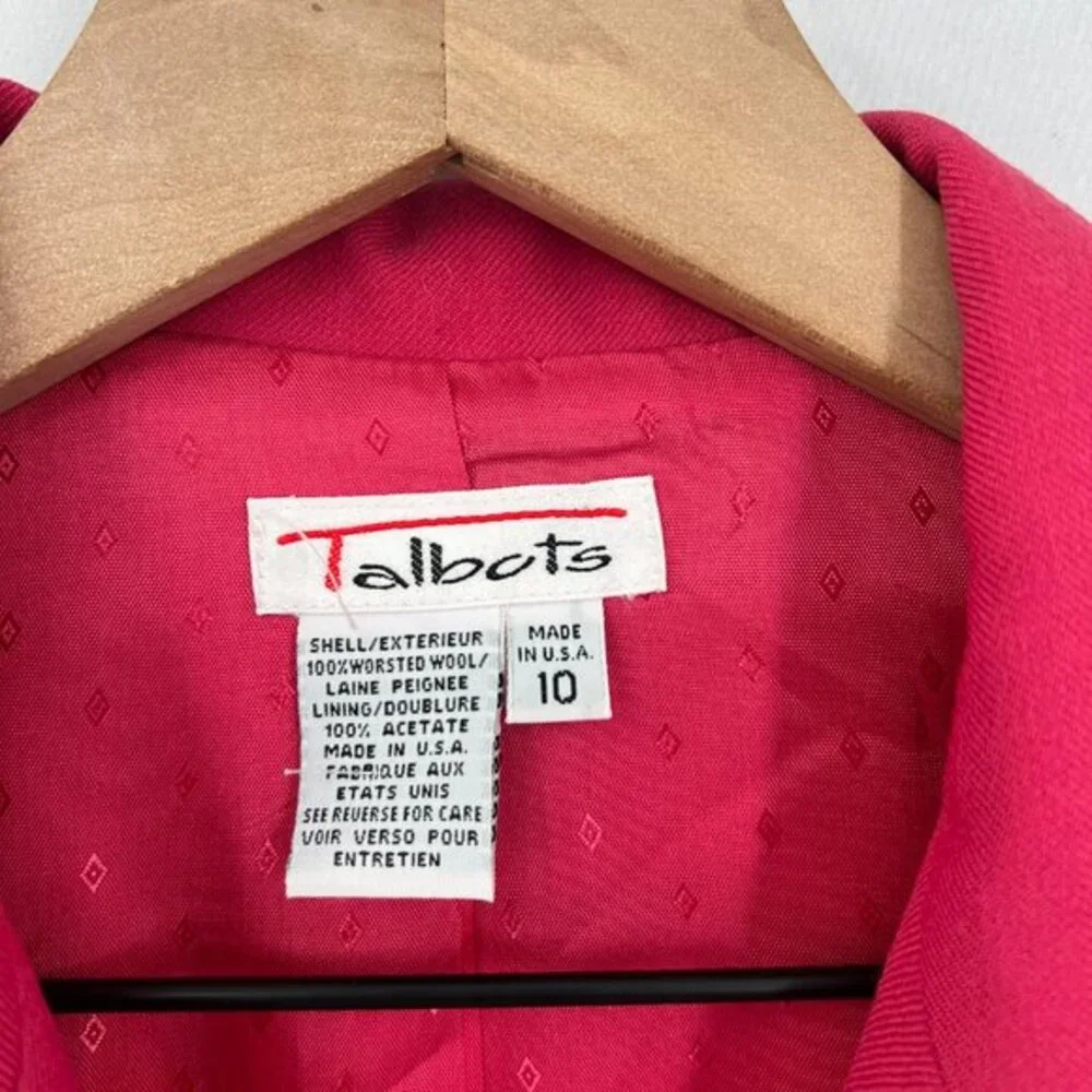 Vintage Talbots worsted‎ wool bubble gum pink 4 button blazer jacket career 10